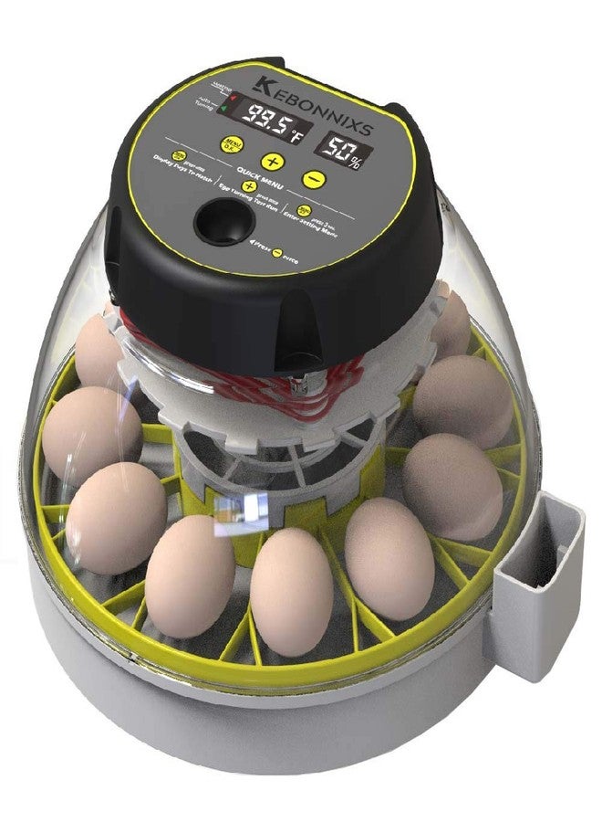 KEBONNIXS 12 Egg Incubator with Humidity Display, Egg Candler, Automatic Egg Turner, for Hatching Chickens - Image 1